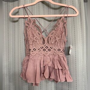 Lace Trimmed Mauve Camisole